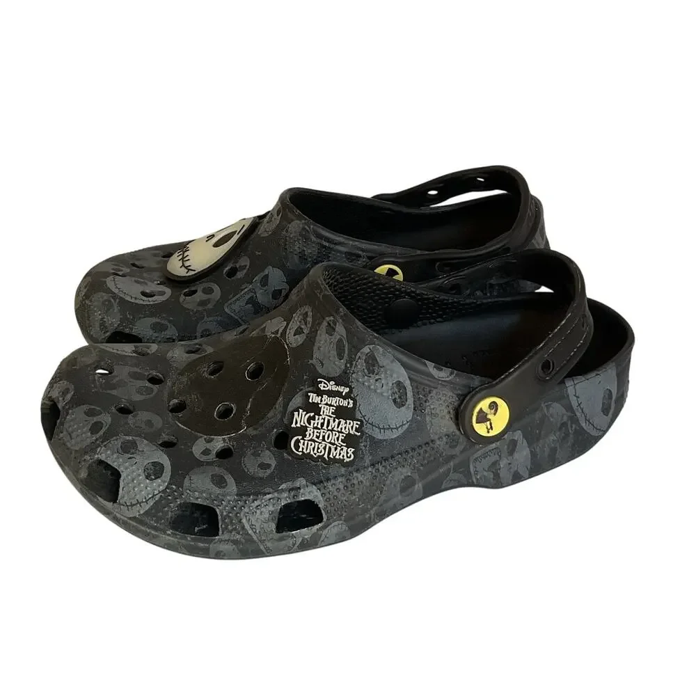 Crocs Disney Nightmare Before Christmas Jack Skellington Clogs M6 W8 Black Rare